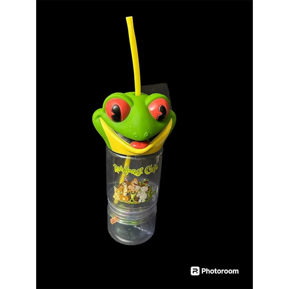 Rainforest Cafe Tree Frog 3D Head Travel Water Bottle Souvenir Toy Drink‎ Snack